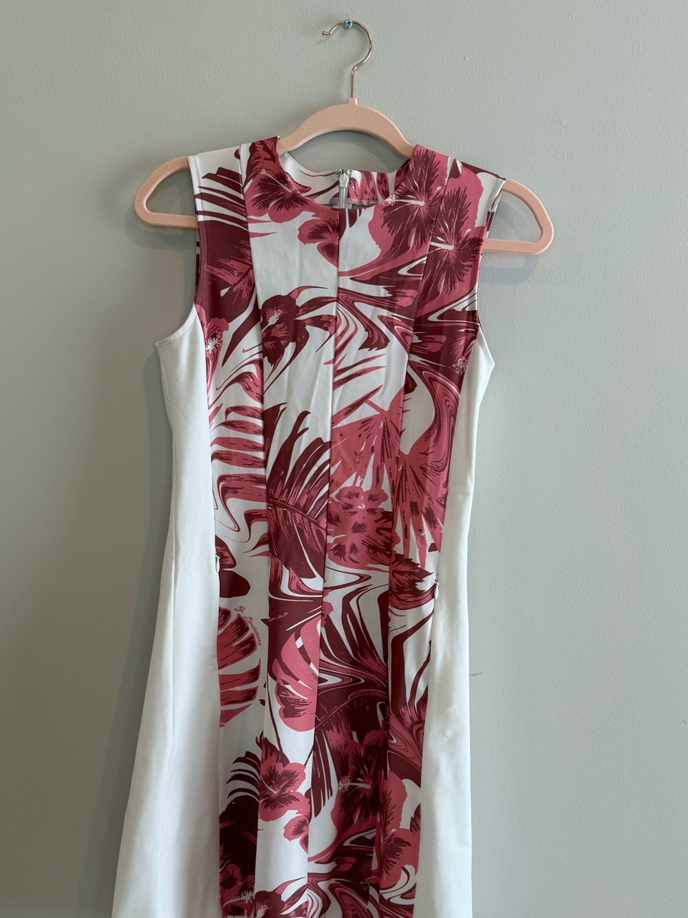 J.Lindeberg White Dress with Rose-Red Tropical Print Panel Dress only